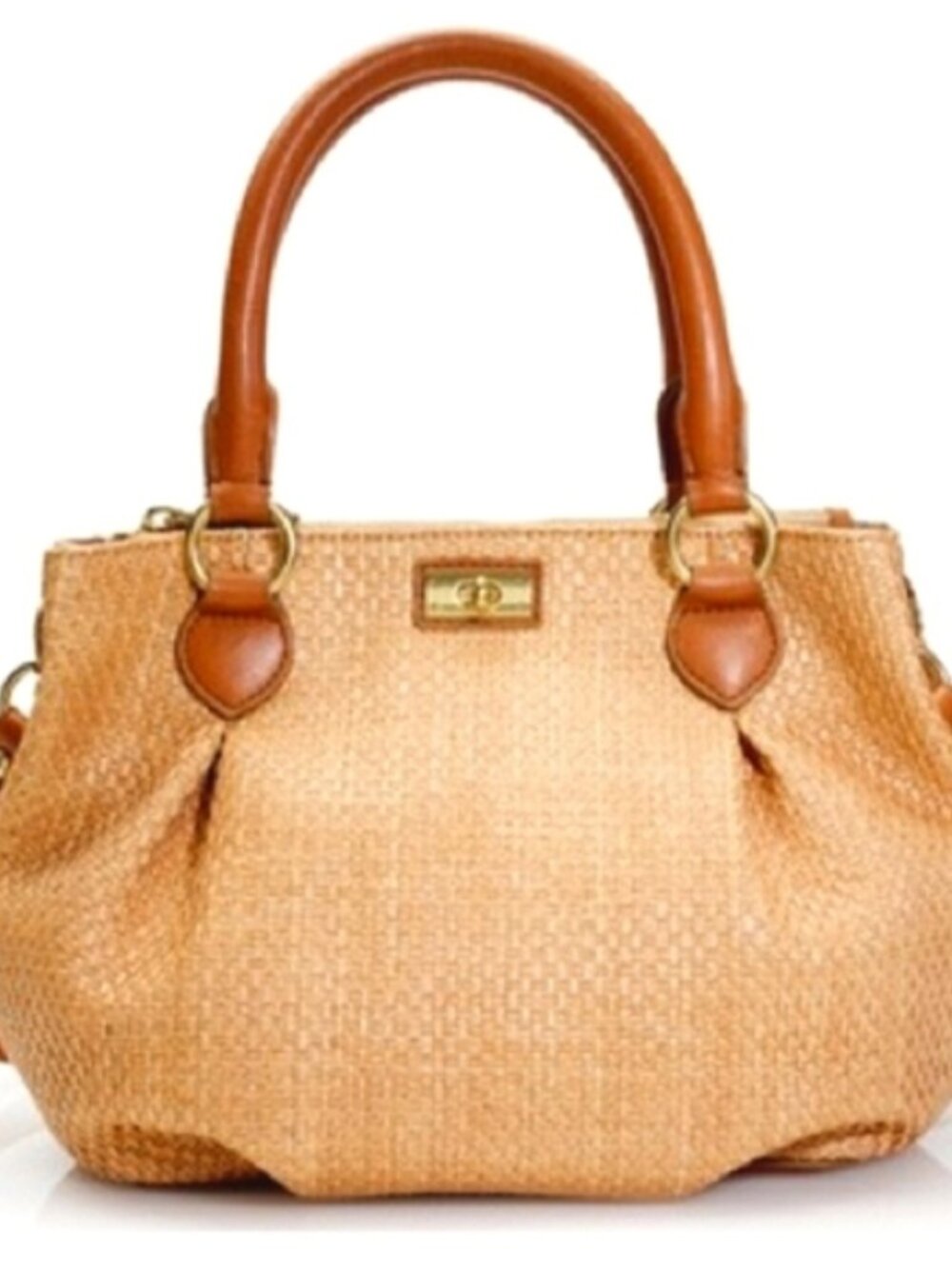 J.Crew Brompton Small Shoulder Top Handle Straw Leather Bag w./ Cross Body Strap - Picture 6 of 6